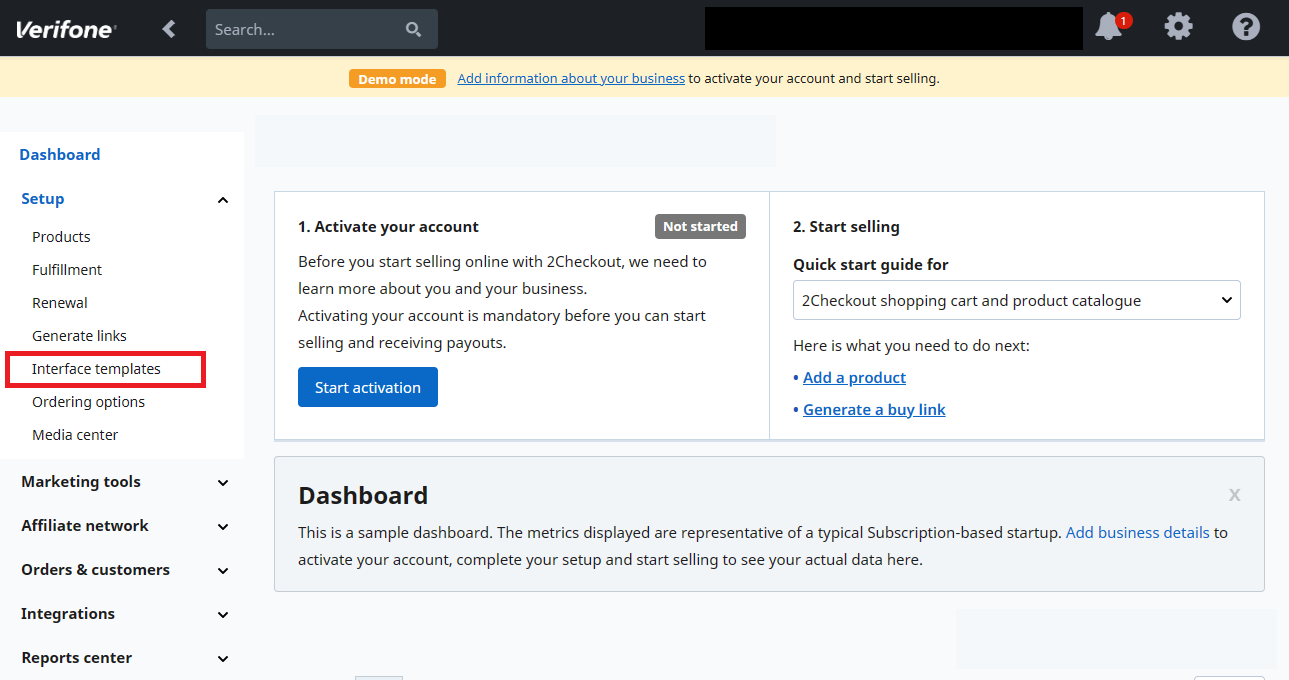 2Checkout interface templates.