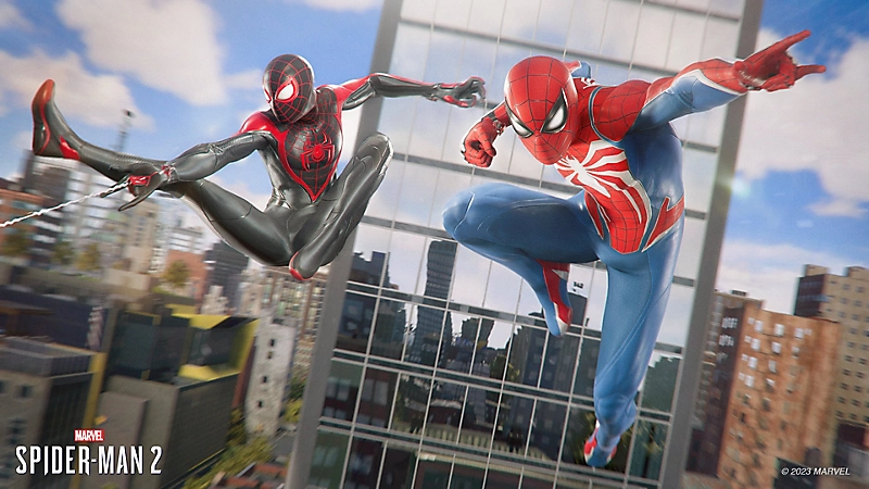Spider-Man 2 protagonists: Miles Morales and Peter Parker
