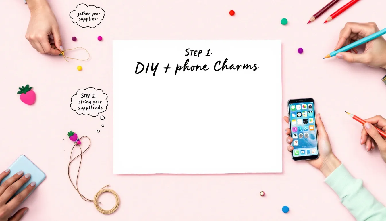 DIY phone charms made with beads and string.