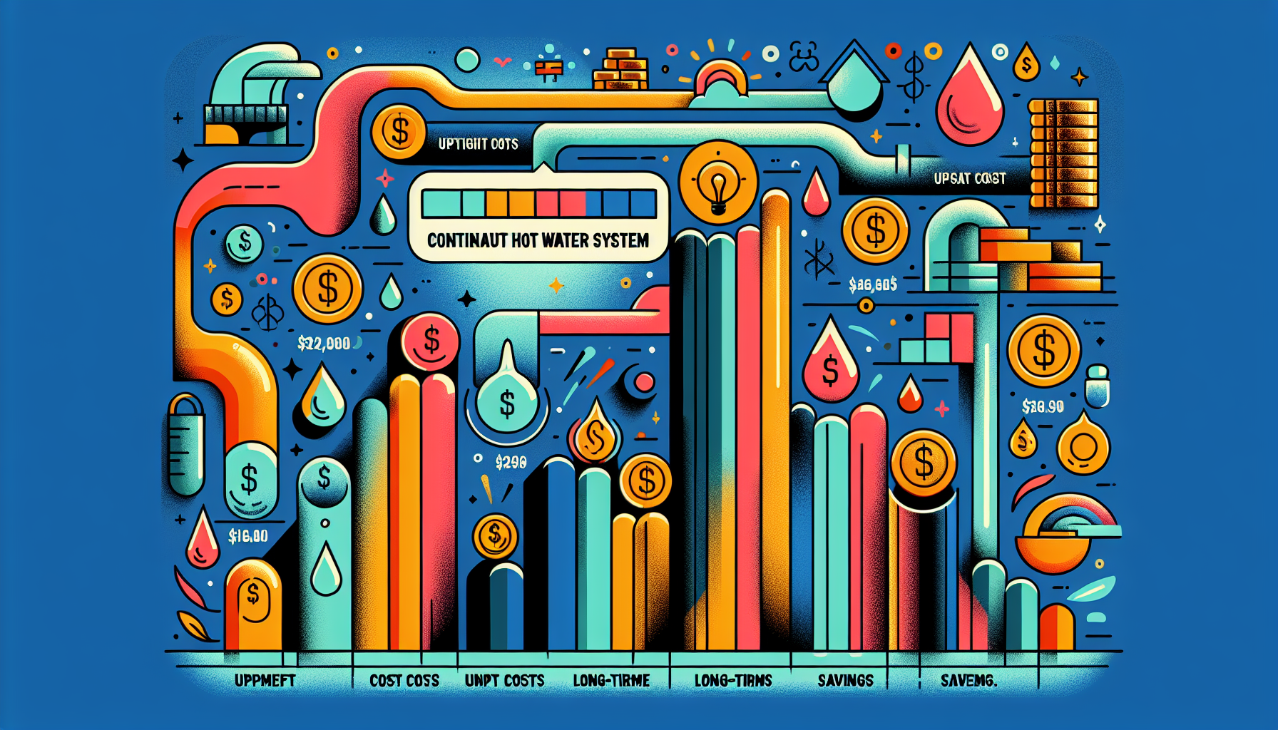 A visual representation of cost analysis for continuous hot water systems.