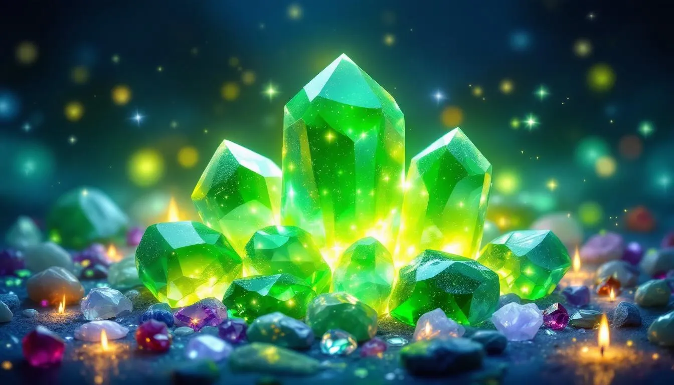 Green aventurine stones known for attracting abundance and prosperity.