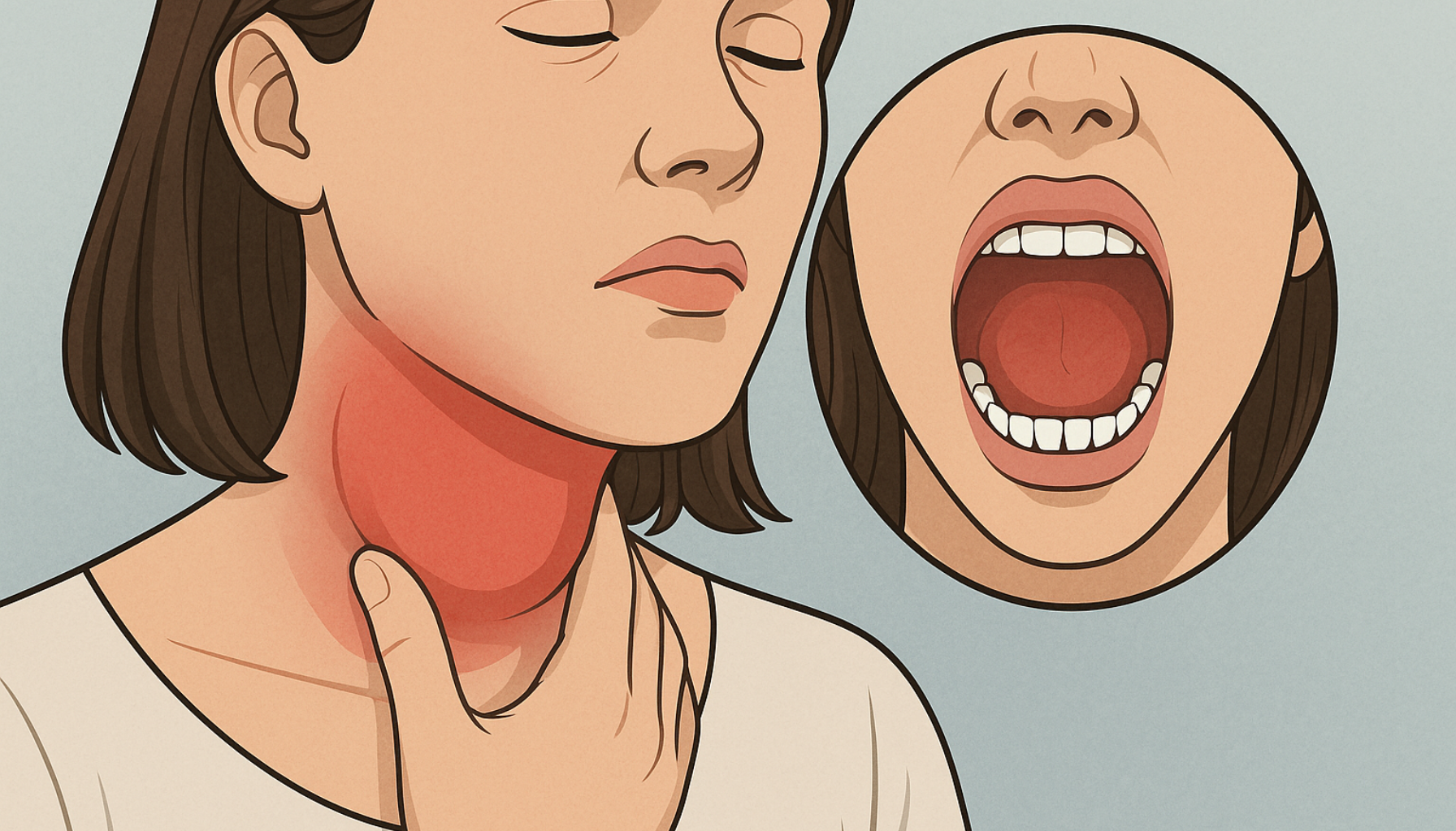 Illustrasjon av hoven hals som viser sammenhengen mellom halsproblemer og påvirkning på tannhelse.