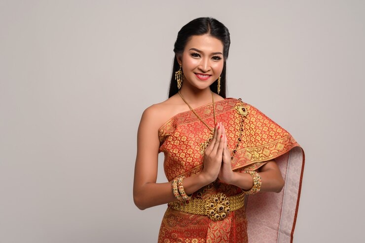 Woman using Thai gesture