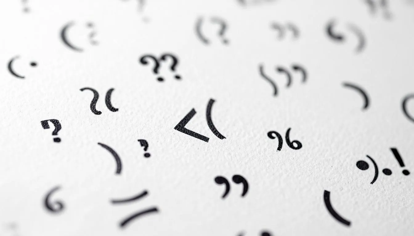 The image shows a sheet of paper filled with various punctuation marks, including commas, periods, and question marks, which are essential for connecting independent clauses and forming complete sentences. These marks help to clarify the meaning of sentences and express complete thoughts in writing.