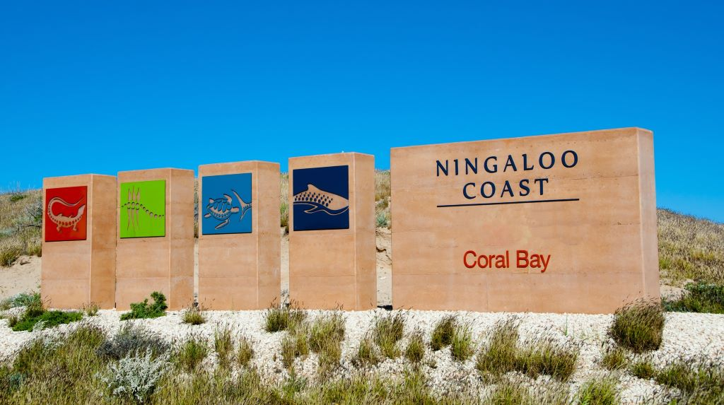 Coral Bay welcome sign, Coral Bay, Western Australia