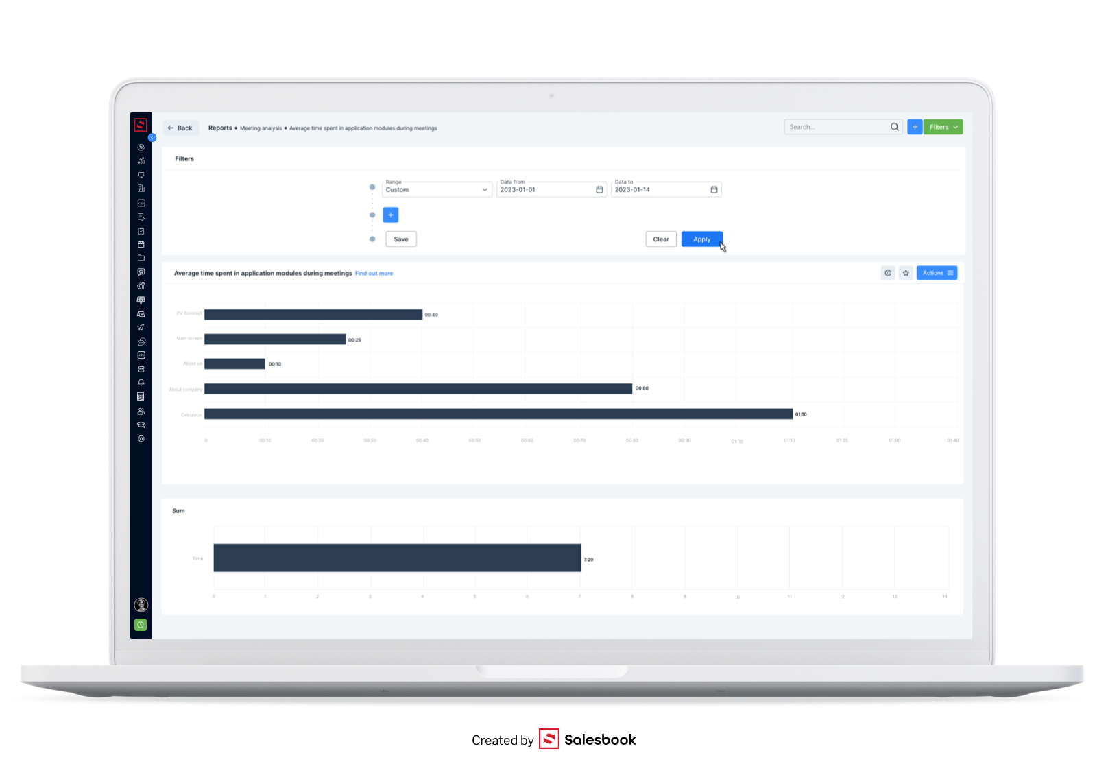 Fig. 10. Analysis of the data collected in the system is a key part of sales management. In Salesbook you will find an extensive analytics module.