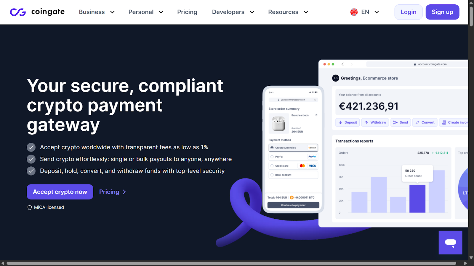 CoinGate — Best for Wide Crypto Selection