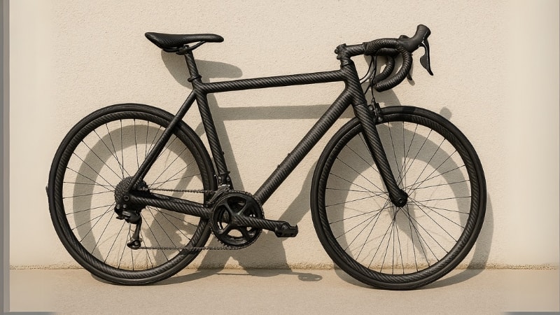 Bicycle wrapped in carbon-fiber vinyl wrap