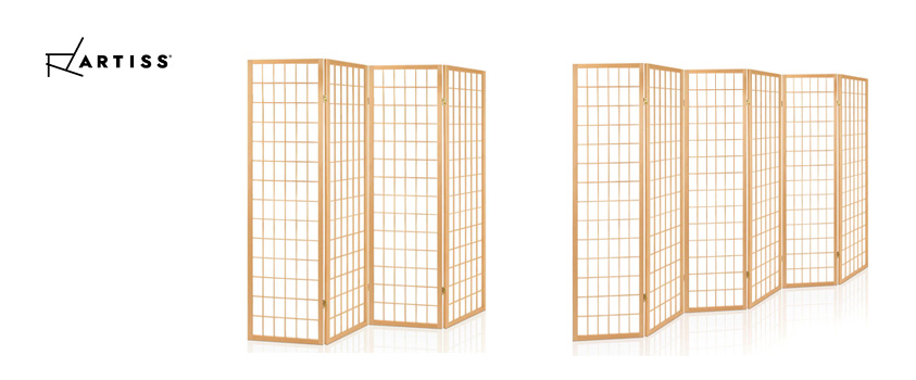 Two Artiss bamboo room dividers, one 4-panel and one 6-panel.