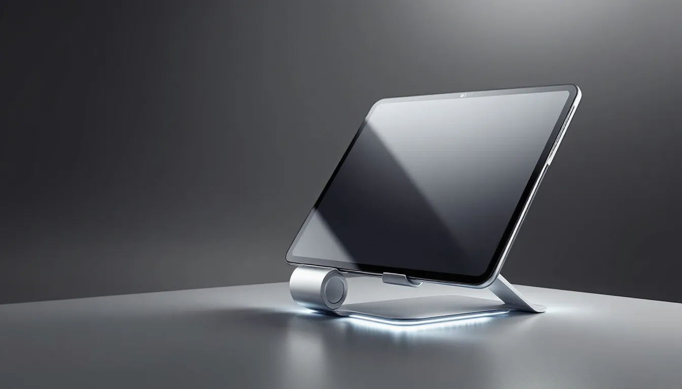 Technische Details und Auswahlkriterien für Tabletständer, einschließlich Materialien und Designs.