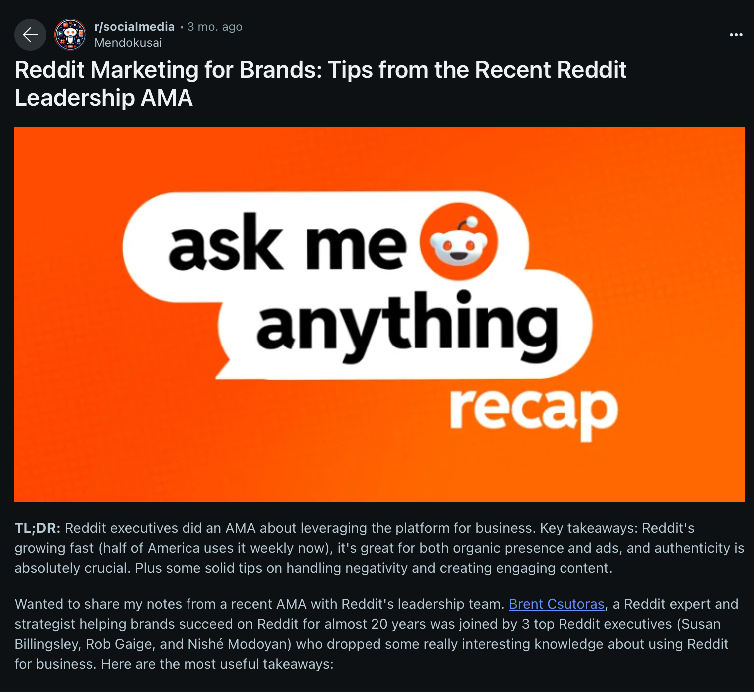 Reddit marketing for brands AMA