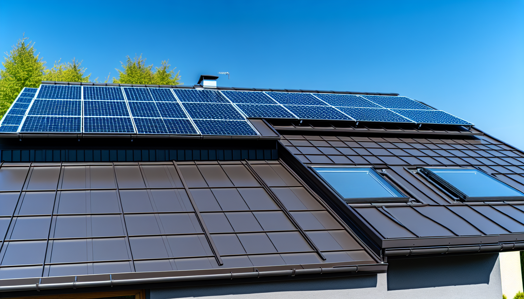Solar panels absorbing sunlight on a rooftop