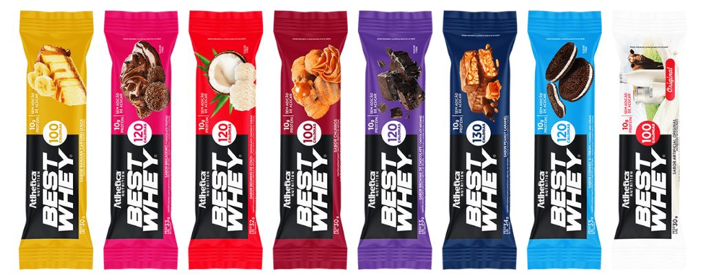 Best Whey Bar 10 g proteínas. Imagem retirada do site da Atlhetica Nutrition.