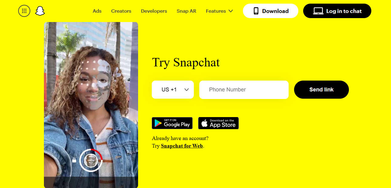 Remote.tools showing the download page of Snapchat app for Android and iPhones