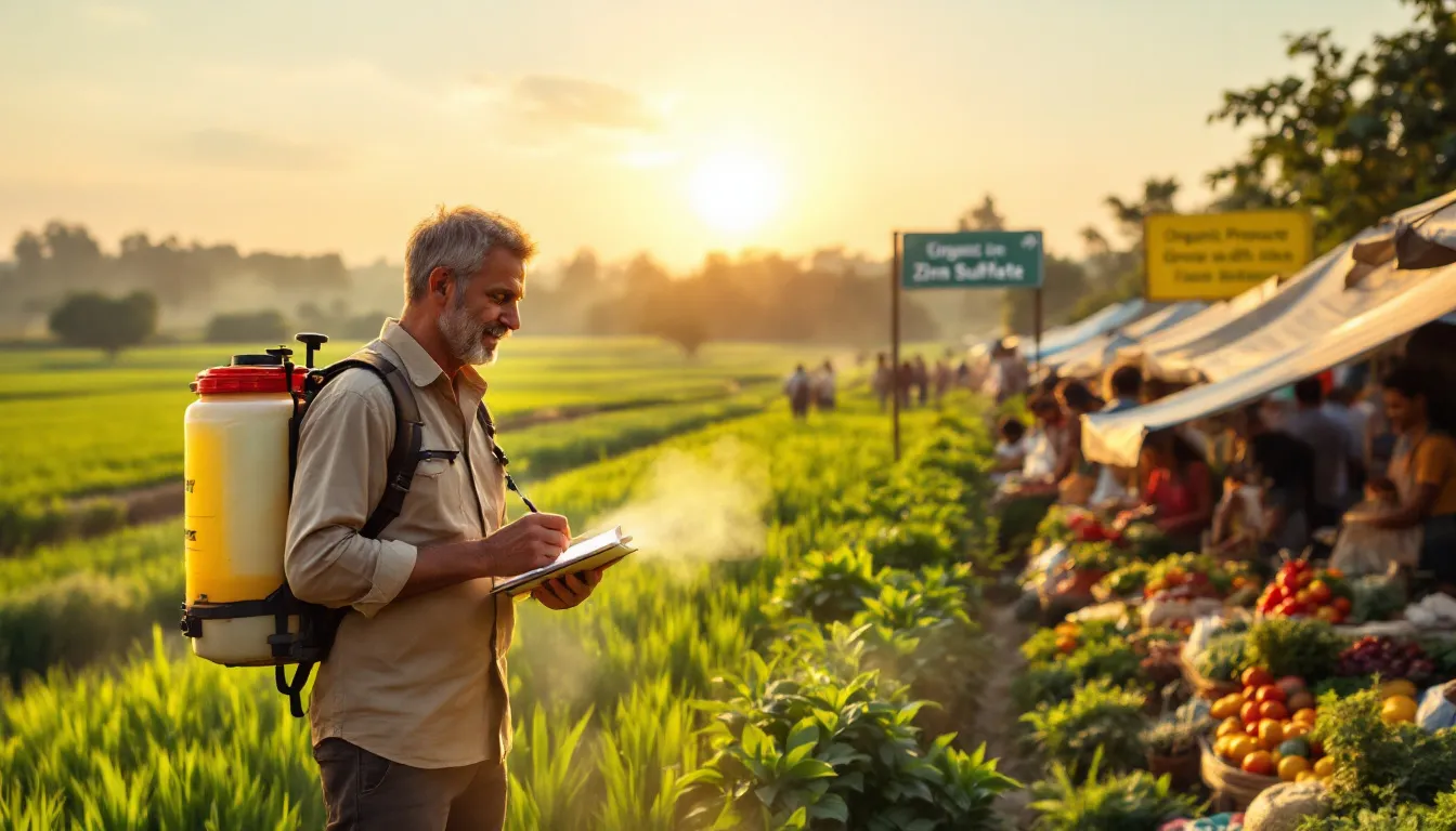 Benefits of zinc sulphate in agriculture, particularly for crop health.