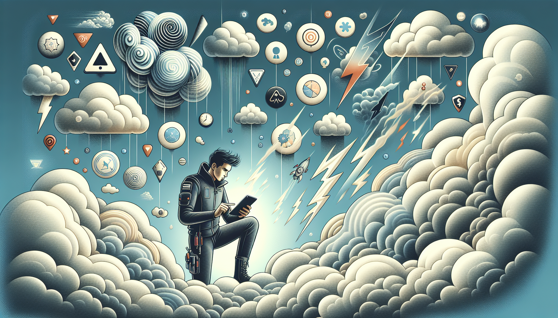 An illustration showing the process of assessing risks in cloud environments, highlighting potential threats.