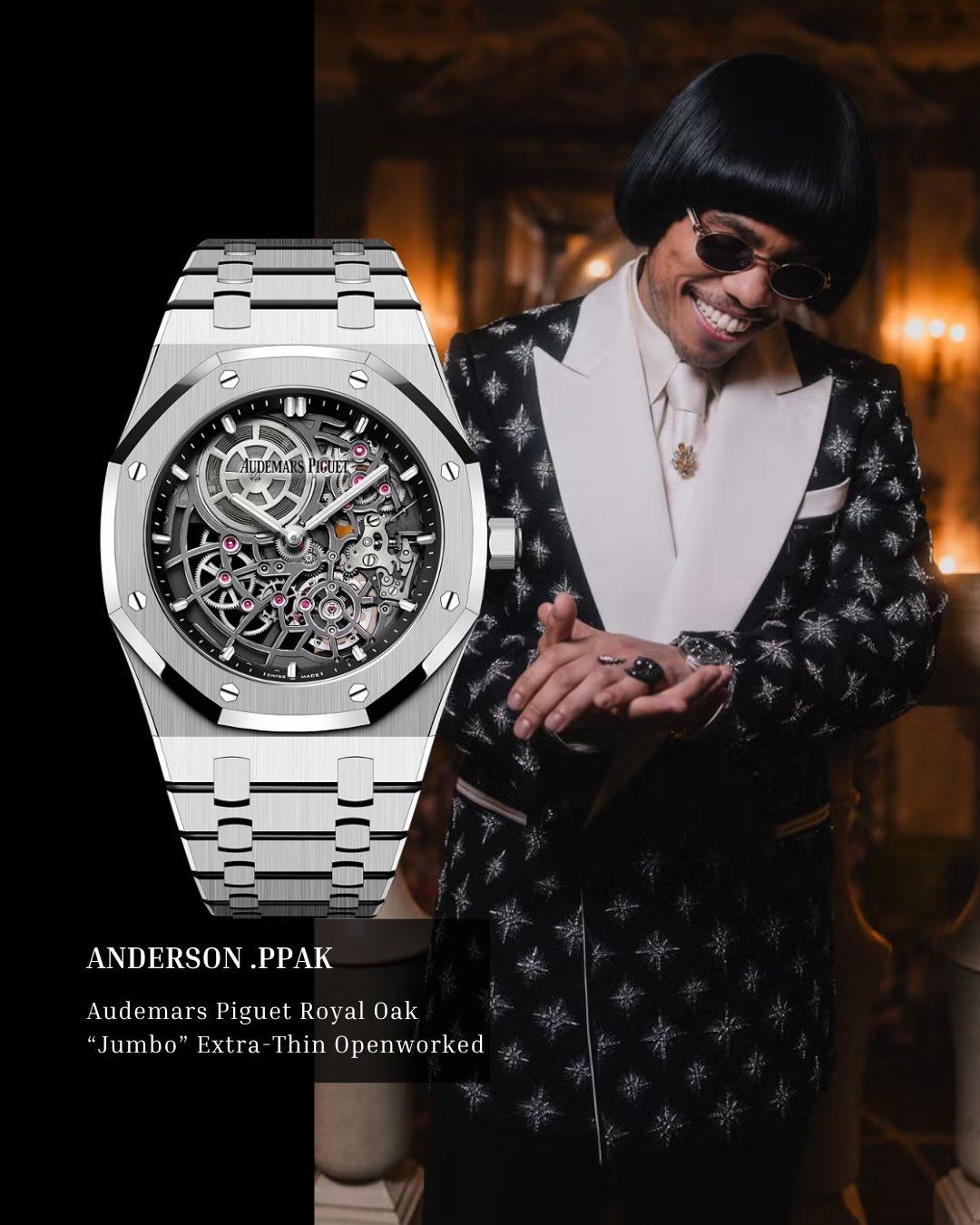 Anderson .Paak memakai Audemars Piguet Royal Oak Jumbo Extra-Thin Openworked 16204BC.OO.1240BC.01 di Met Gala 2026.