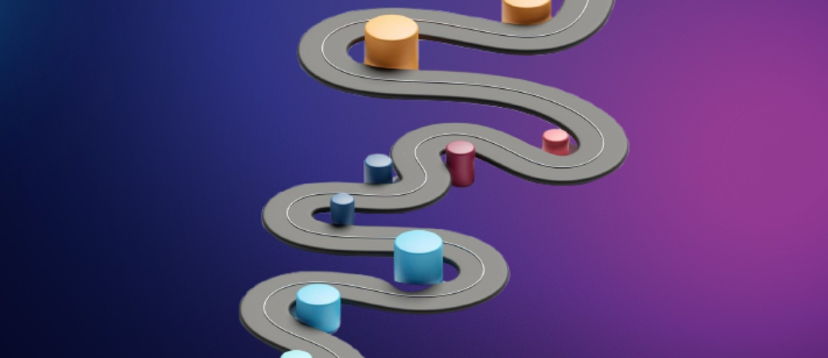 An illustration showing a windy road. 