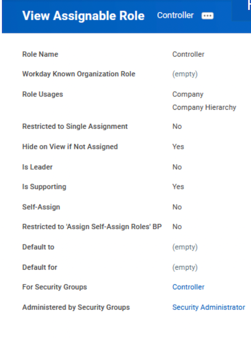 Assignable user roles in Workday