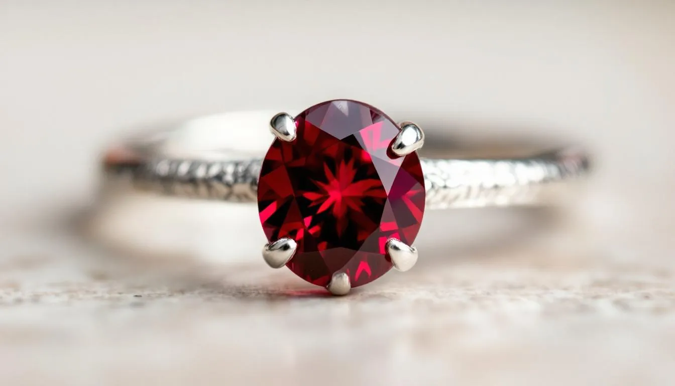 The image showcases a stunning garnet gemstone, the birthstone for January, symbolizing eternal love and positive vibes for those born under the Capricorn zodiac sign. Its deep red hues reflect a classic beauty, making it a highly valued choice for jewelry and a meaningful gift for January birthdays.