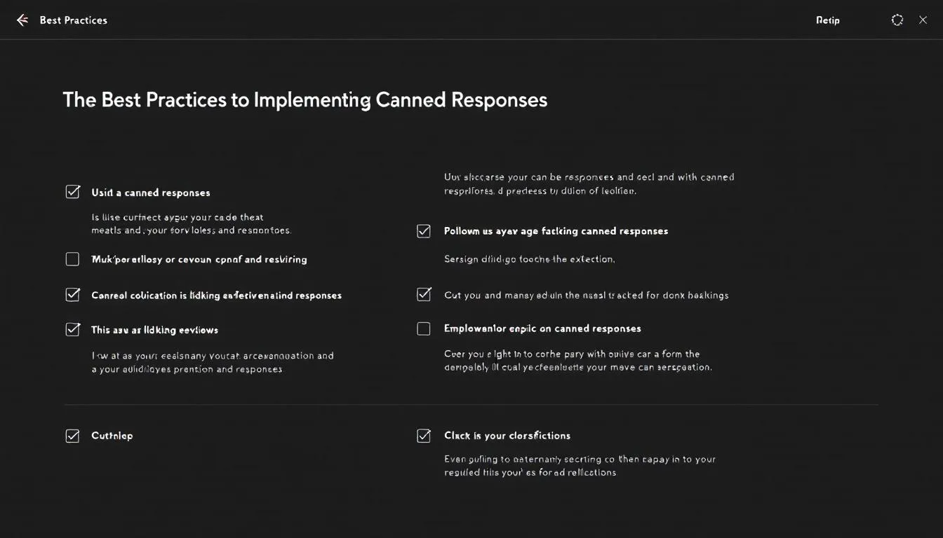 A checklist of best practices for implementing canned responses.