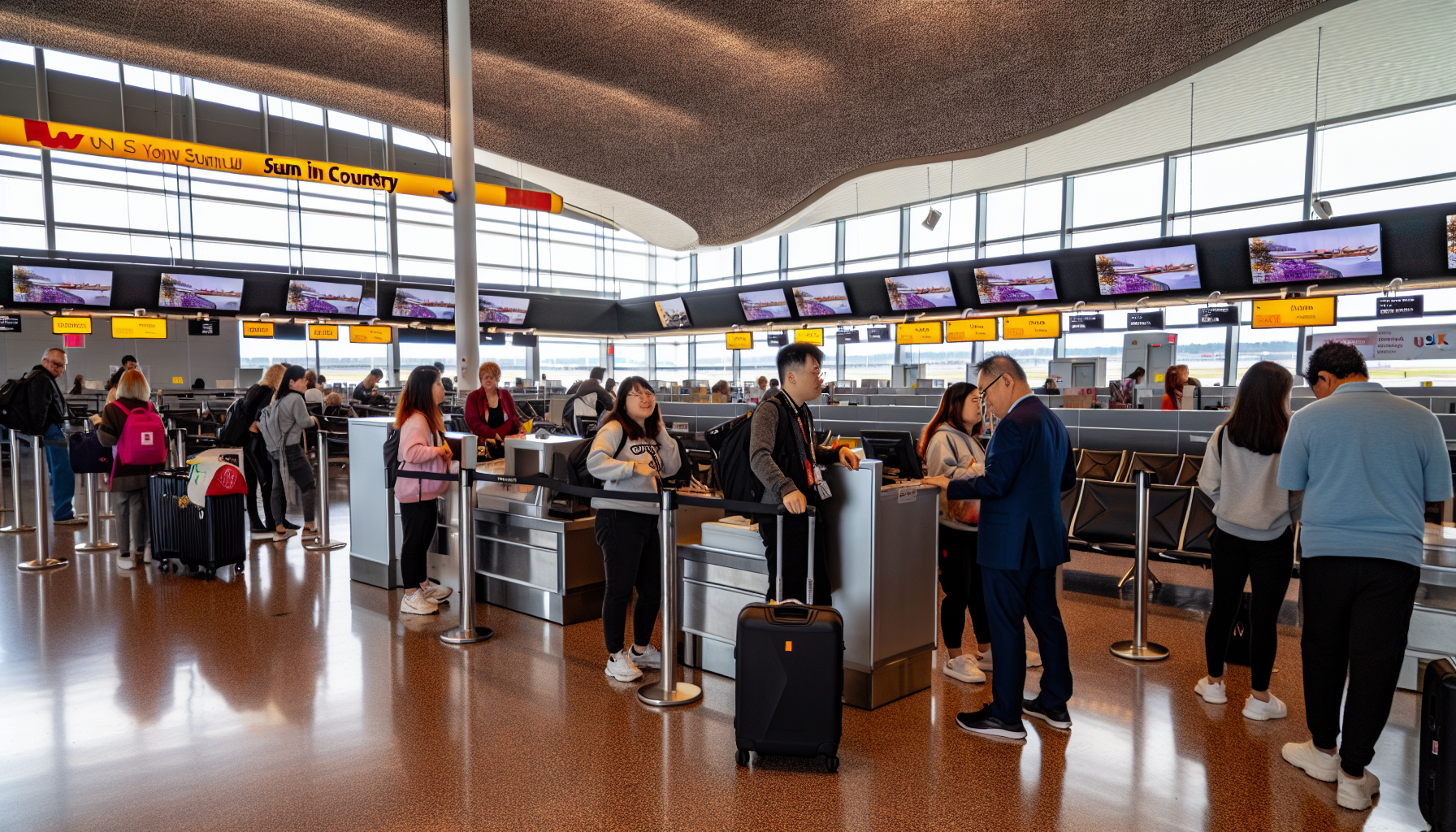 Sun Country Airlines check-in counter at JFK Terminal 4