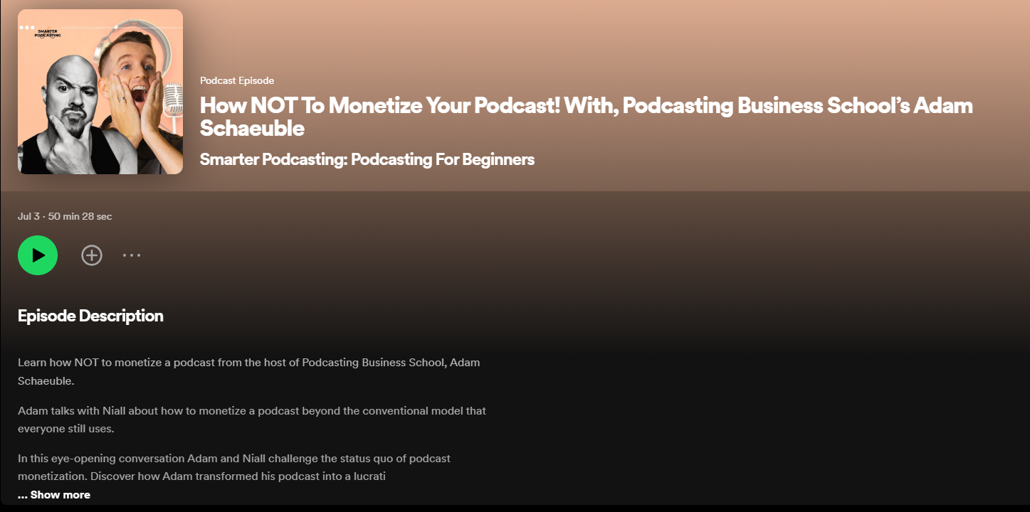Episode Description on Spotify