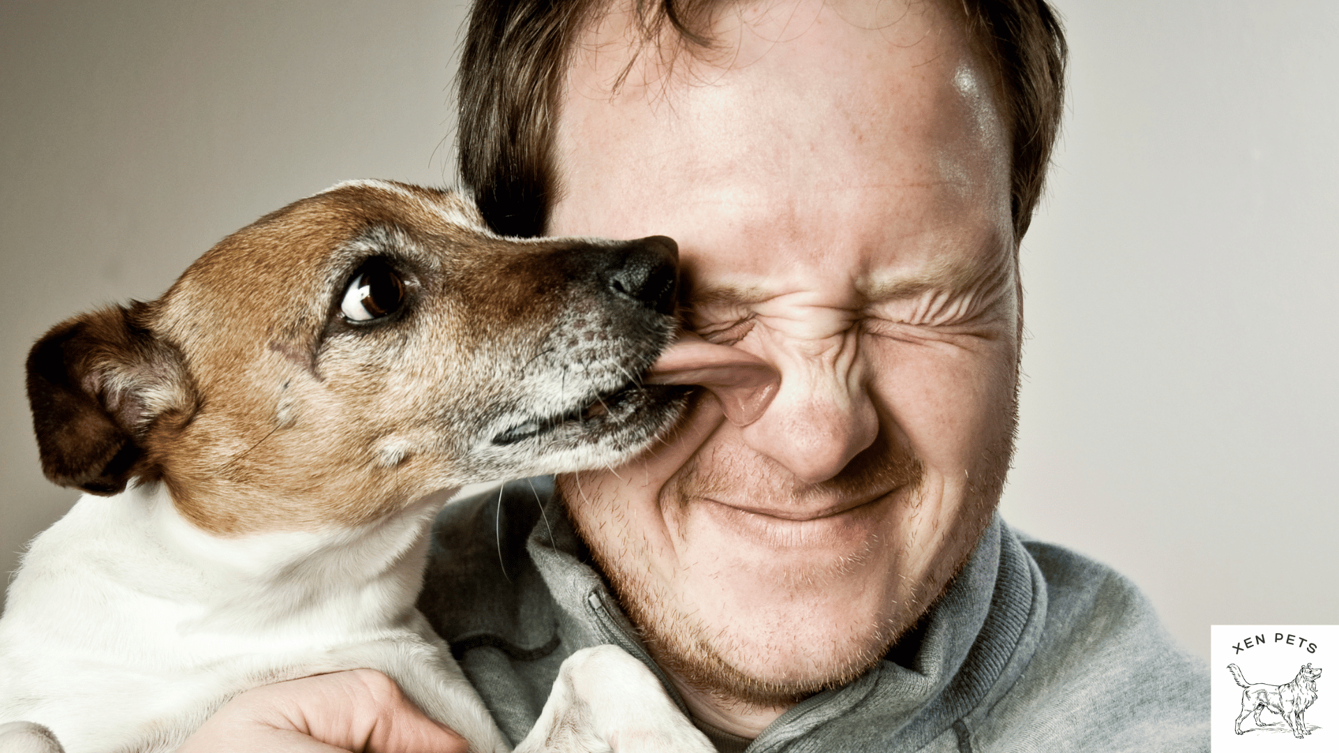 dog licking man's eyes