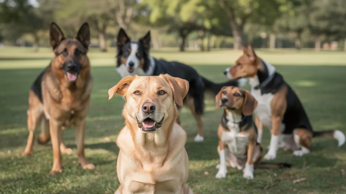 The image depicts various dog ear positions, showcasing the dog's body language and expressions, including erect ears for alertness, floppy ears for relaxation, and flattened ears indicating fear. This visual representation illustrates how dogs communicate their emotions and intentions through their ear positions, contributing to a better understanding of canine body language.