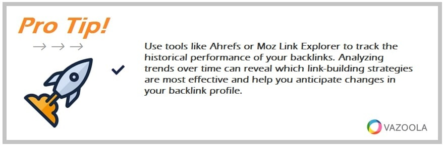 Use tools like Ahrefs or Moz Link Explorer to track the historical performance of your backlinks. Analyzing trends over time can reveal which link-building strategies are most effective and help you anticipate changes in your backlink profile.