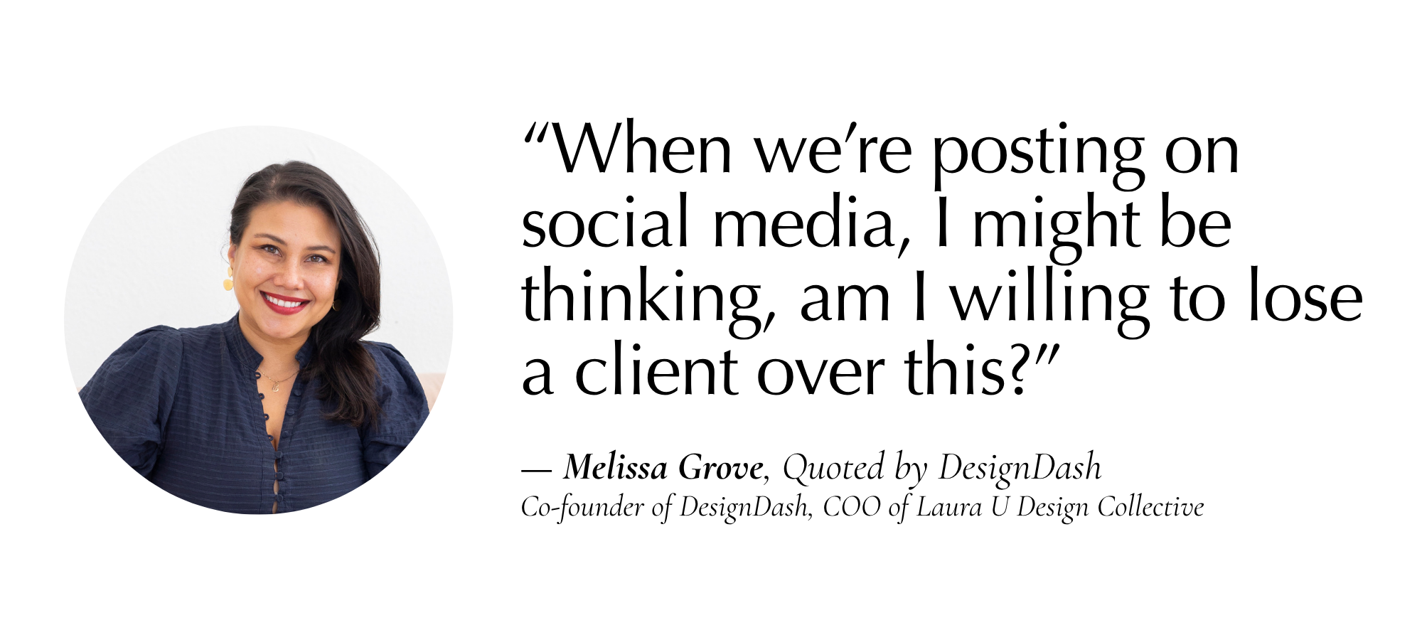 typed quote with a photo bubble of Melissa