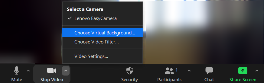 Virtual background on Zoom