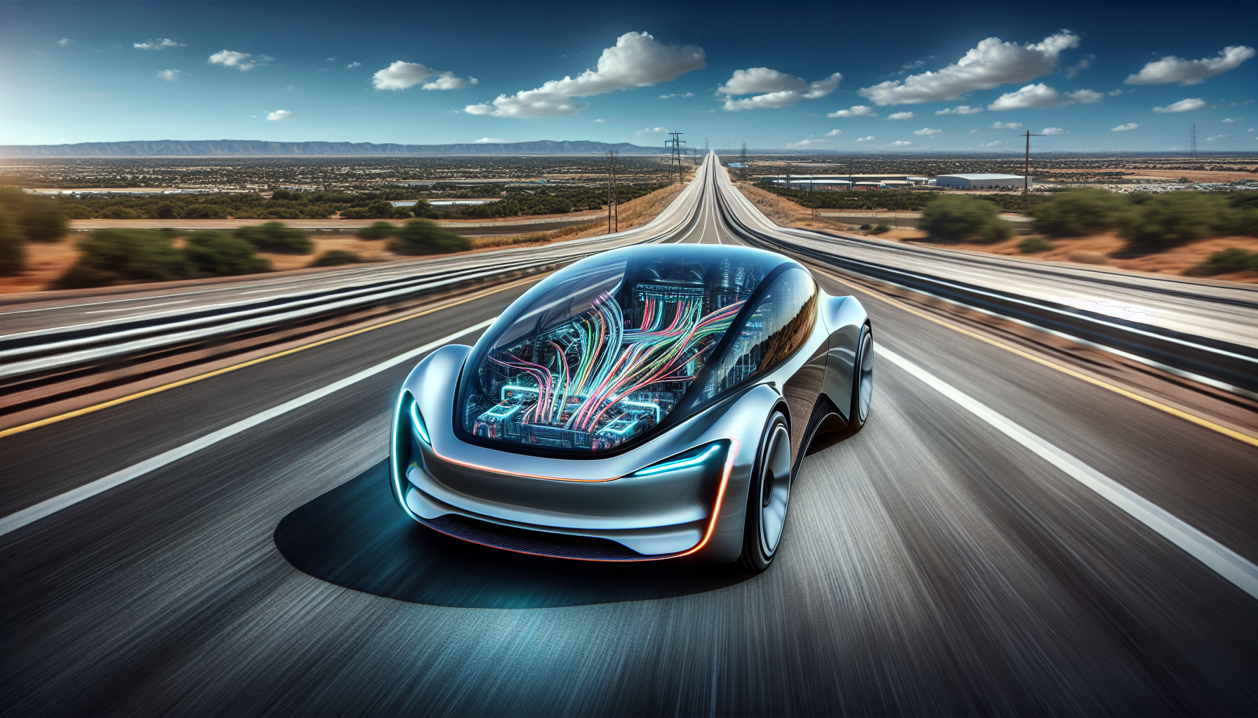 A futuristic illustration of electric vehicle technologies