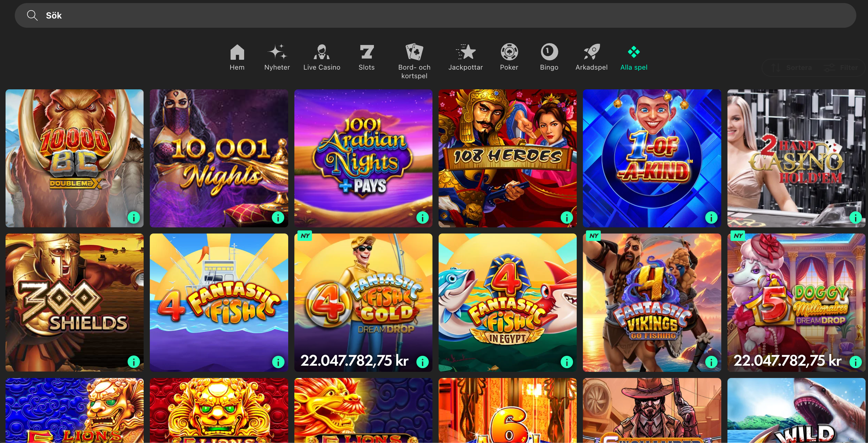 Spelutbud hos bet365 casino