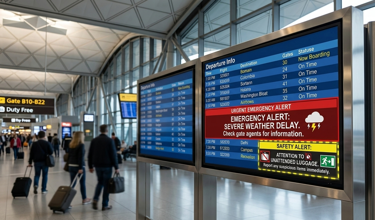 7 Best Digital Signage Software Providers for Airports 10 emergency and safety alert screens