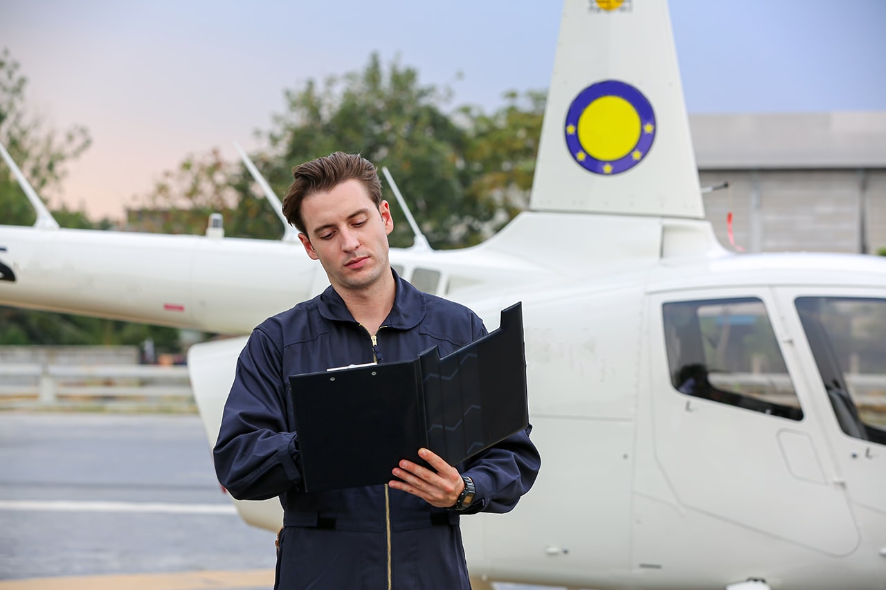 A student pilot preparing for an introductory flight lesson.