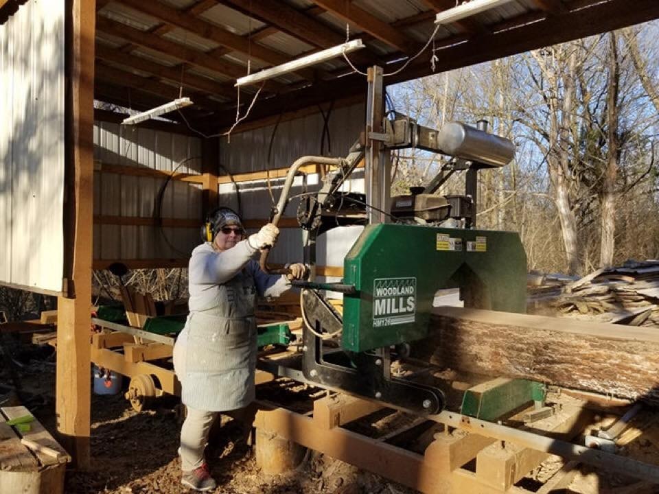 Kevin on a Woodland Mills HM126 Portable Sawmill. 