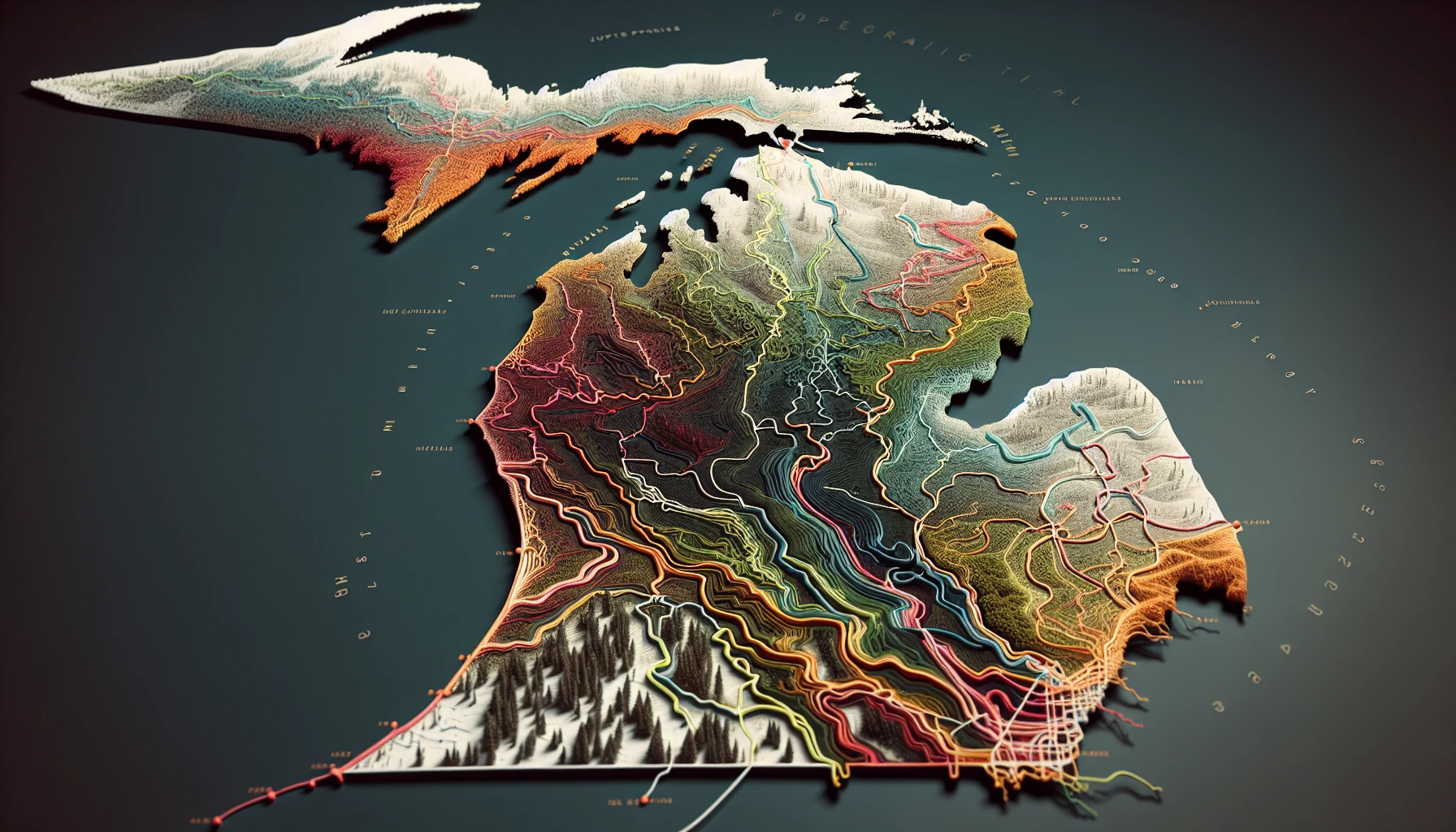 Snowmobile trail map of Michigan