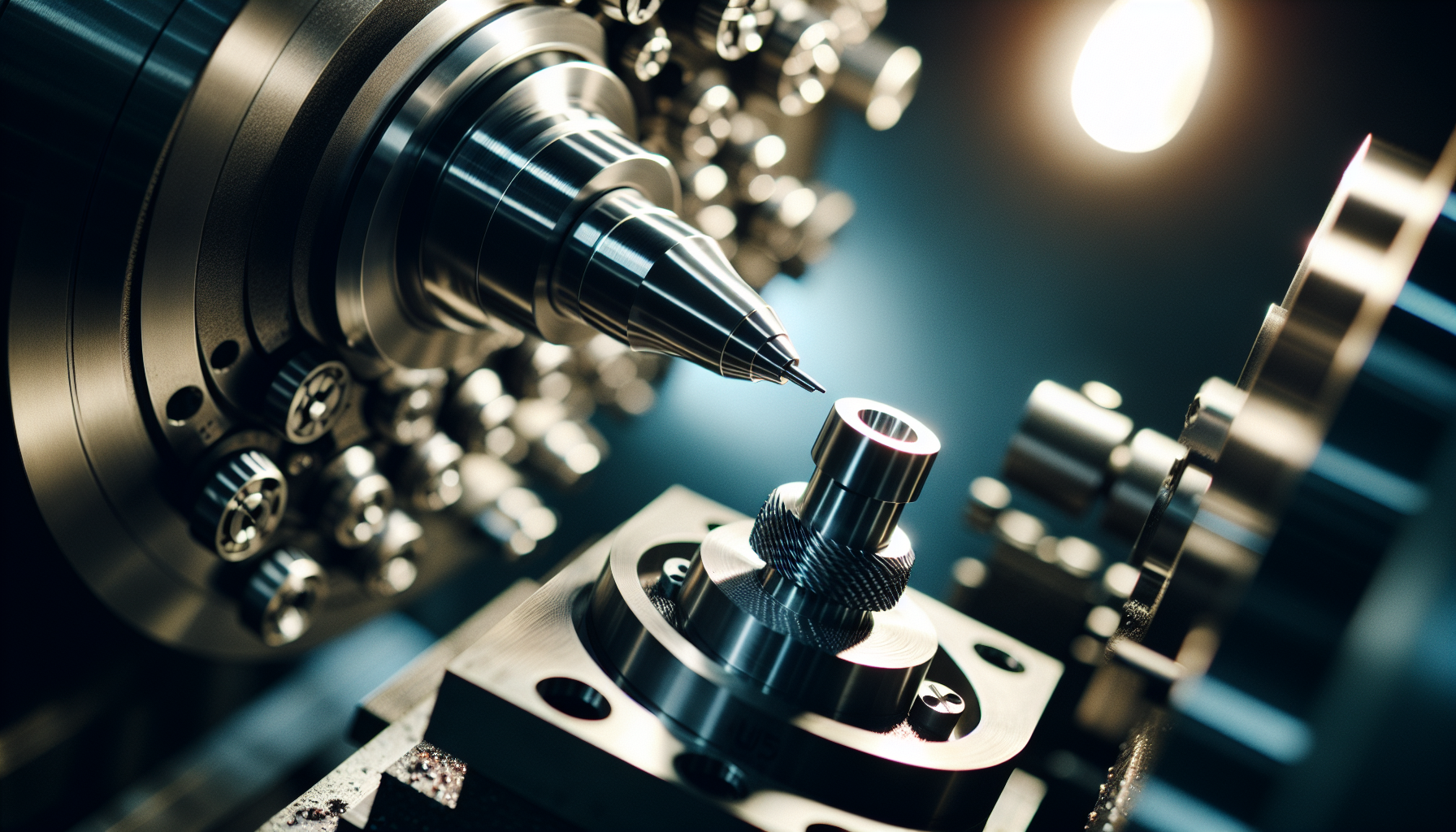 A precision Swiss lathe in operation