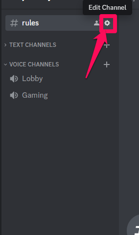 Screenshot showing the Edit channel button on Discord