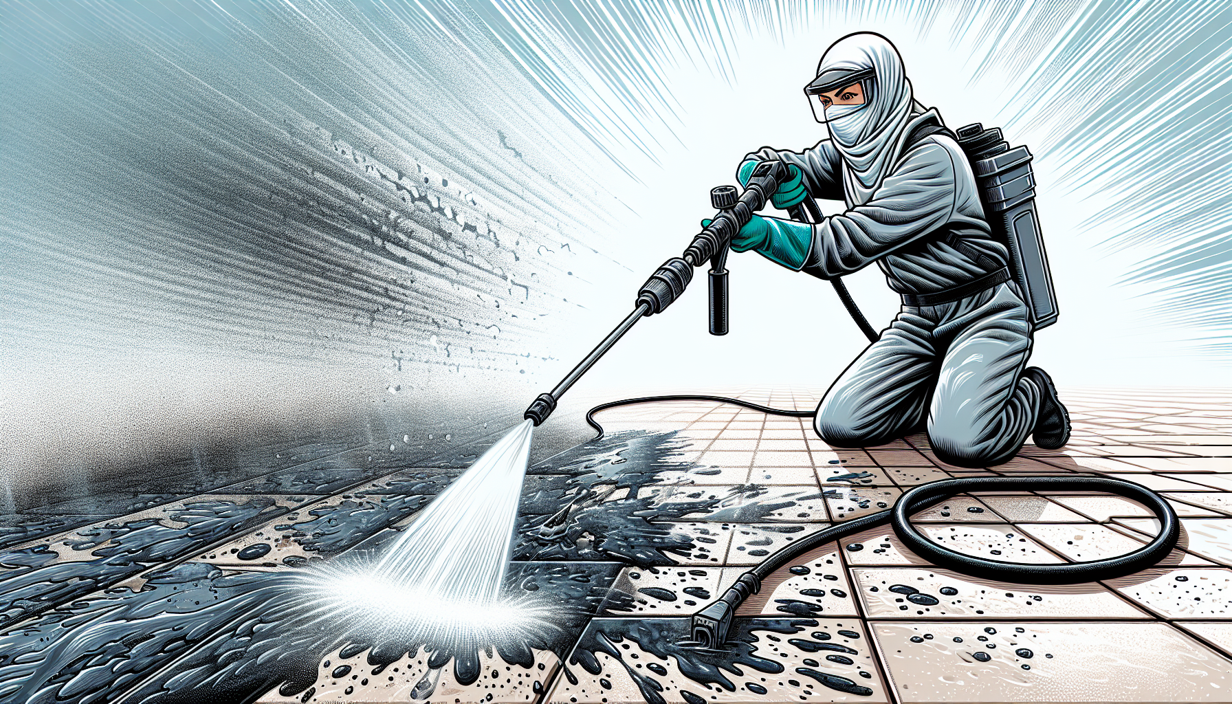 Professional power washing of a patio