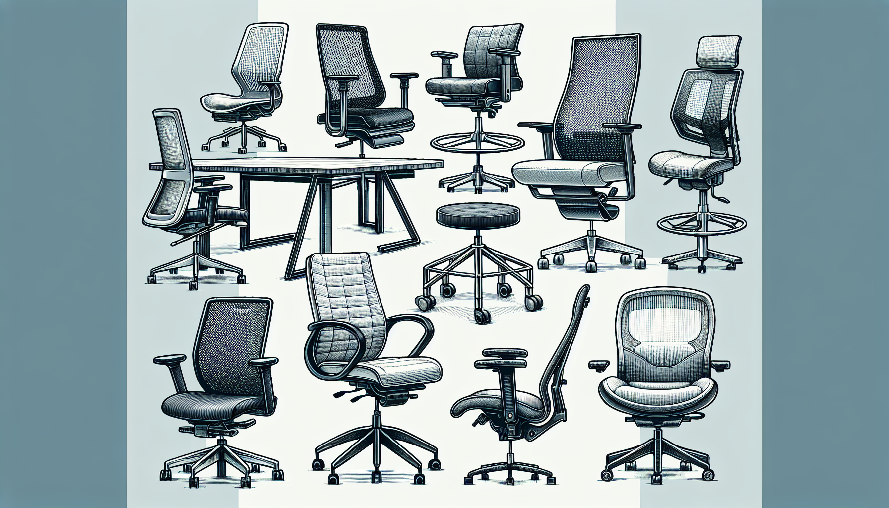 Variety of modern office chairs