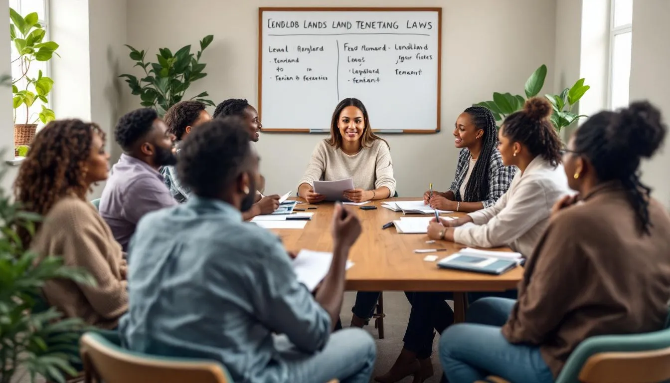 A diverse group of tenants in Nashville is engaged in a discussion about their rights and the attorney fees associated with landlord tenant disputes. They are sharing information on Tennessee law, specific lease agreements, and the legal processes involved in resolving disputes with landlords.