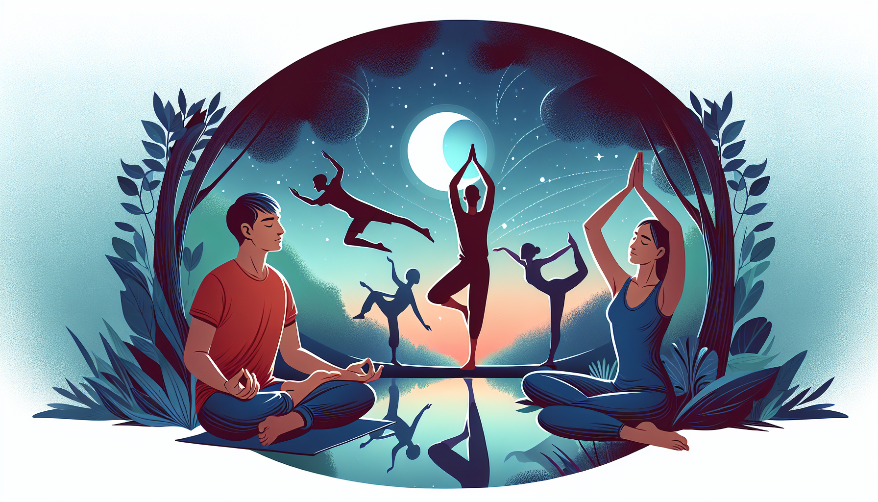 Illustration de personnes pratiquant des activités de relaxation