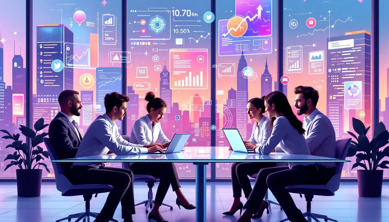 A digital marketing team brainstorming strategies.