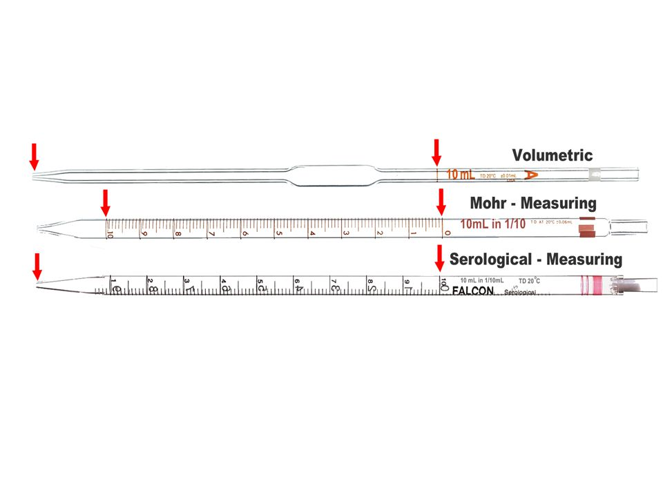 Illustration comparing Mohr pipets with serological and volumetric pipettes