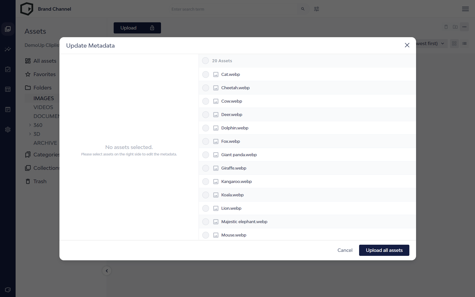 DemoUp Cliplister lets you upload and update asset metadata on the fly.