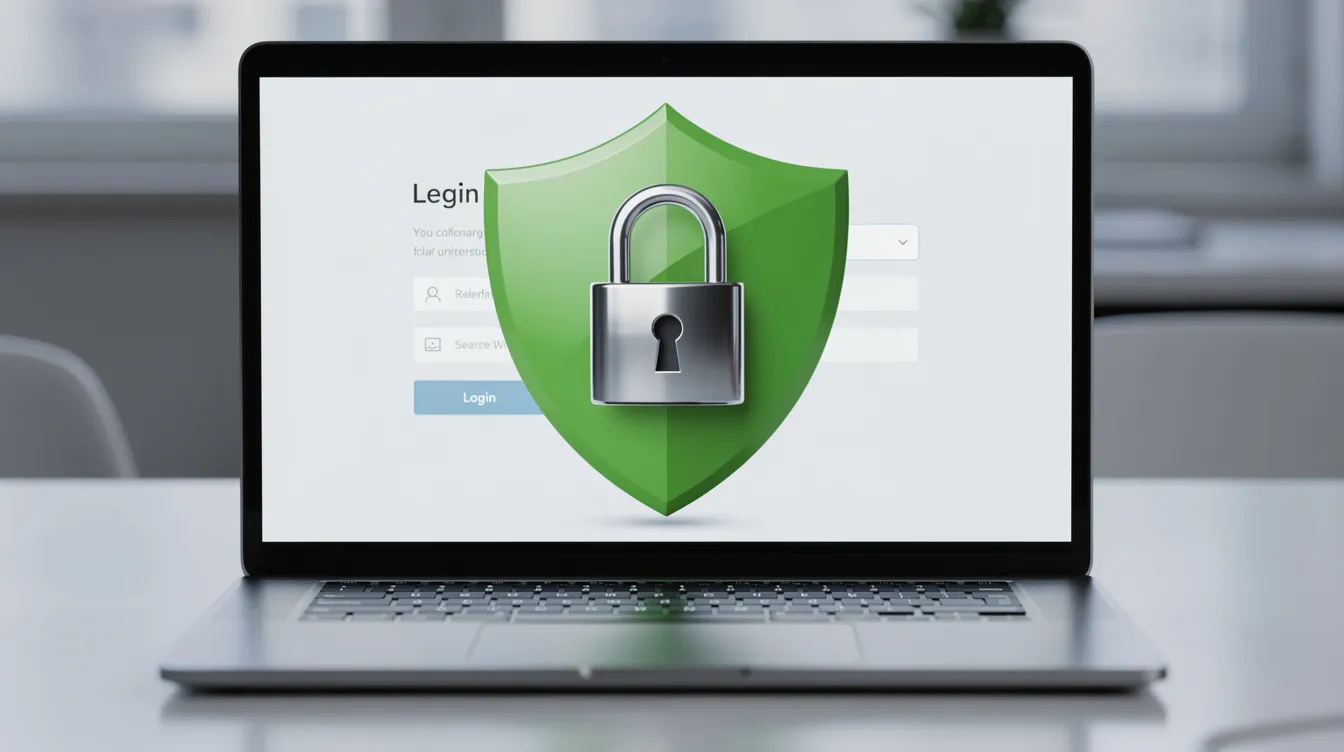 The image depicts a laptop screen displaying a padlock icon alongside a green shield, symbolizing secure online verification for activities such as online gambling. This visual represents the importance of safety and security in non gamstop casinos and other online gaming platforms.