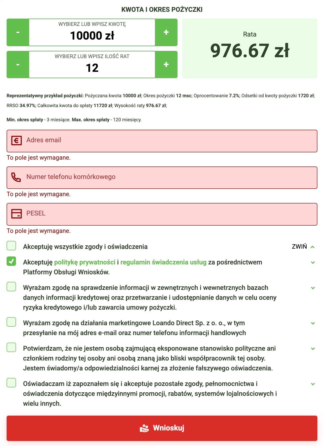 askredyt - kolejne kroki w formularzu pożyczkowym