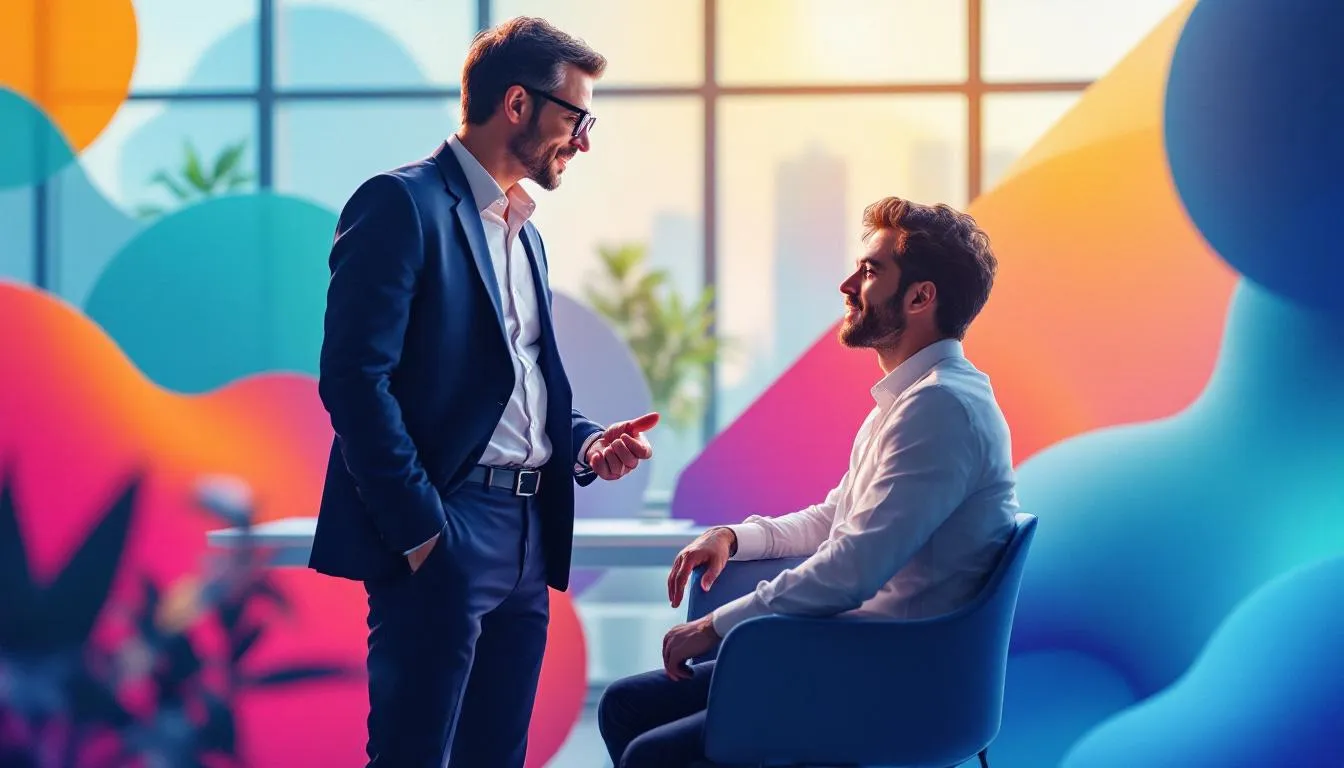 A personalized coaching session taking place between a coach and a leader.